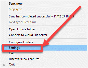 egnyte desktop sync share link dropdown